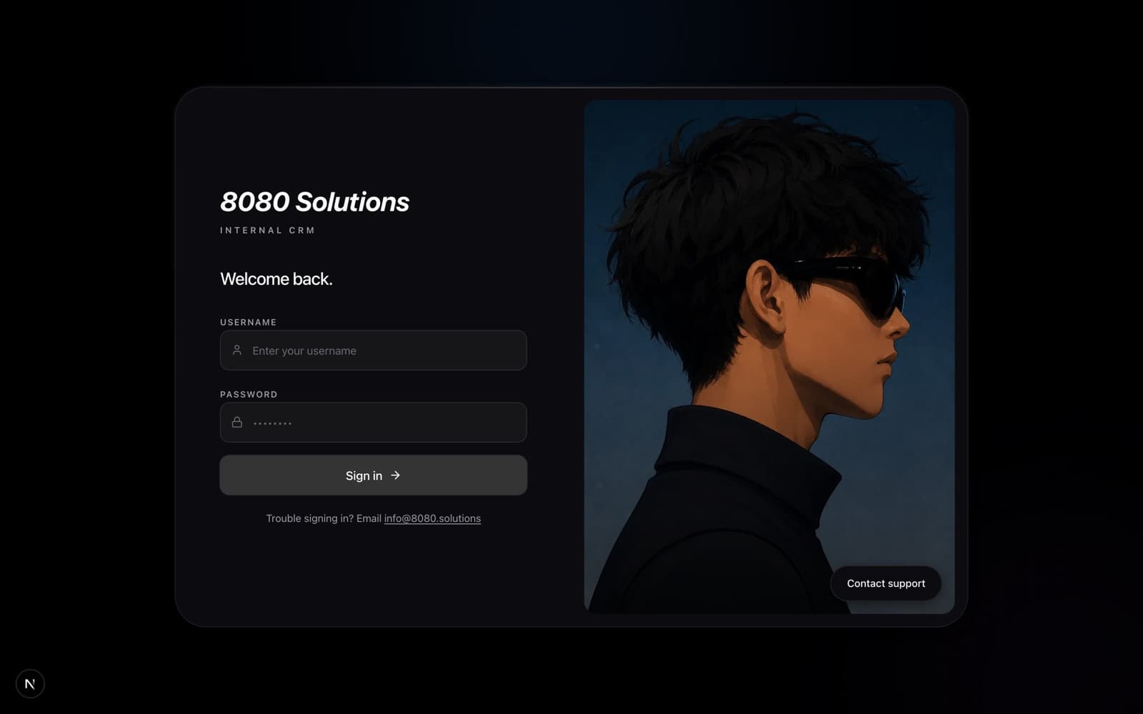 Recursiv CRM sign-in screen
