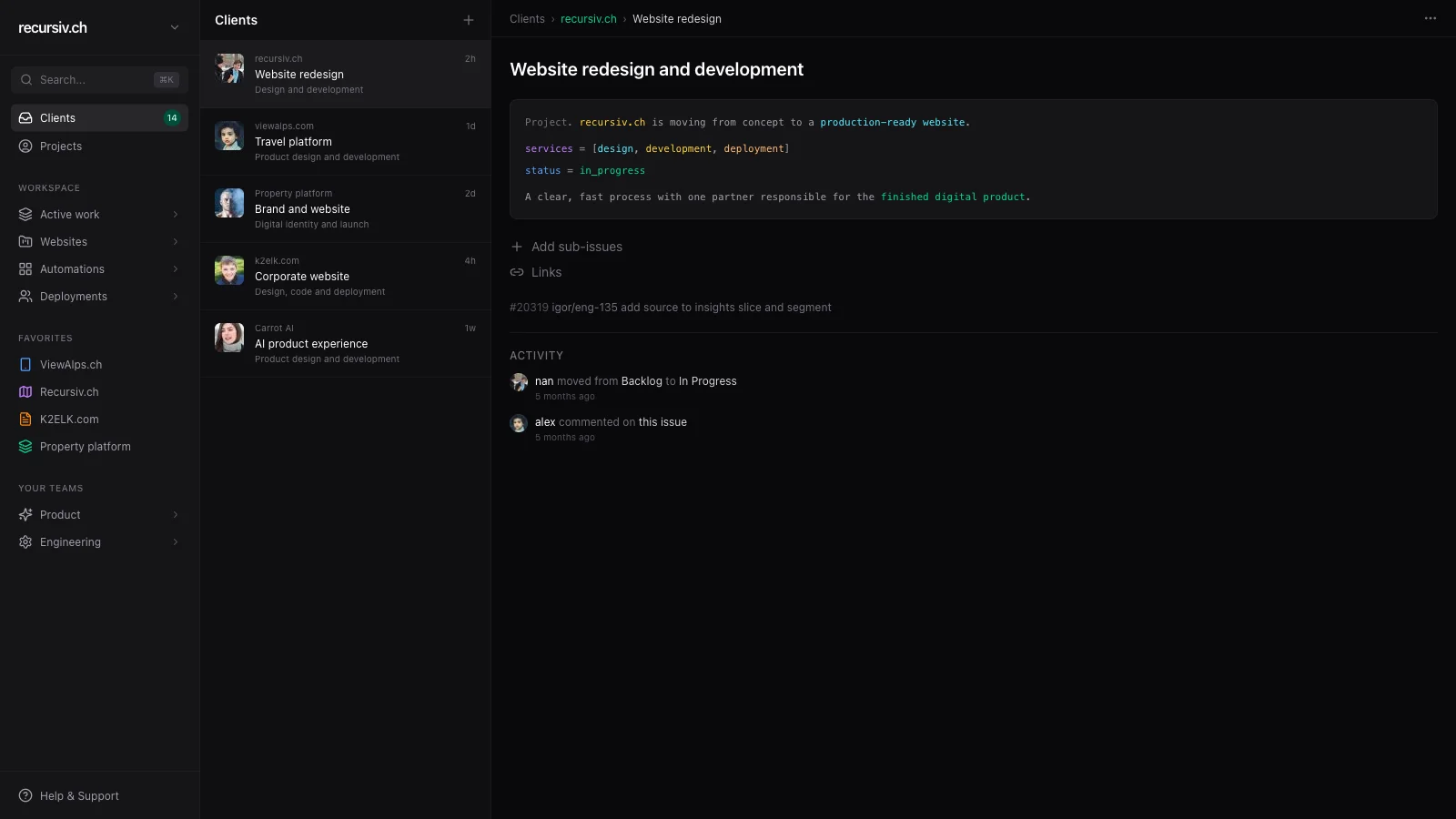 recur OS — Website preview